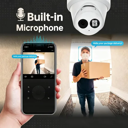 Miniatura 4 de DS-2CD2383G2-IU 4K 8MP Cámara IP PoE Turret Cámara al aire libre con detección de humanos/vehículos, lente de 0.110 in, visión nocturna, IP67, IK10