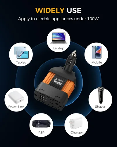 Miniatura 6 de Inversor de corriente para automóviles, de la marca Ampeak, de 12 V CC a 110 V CA, con puerto USB
