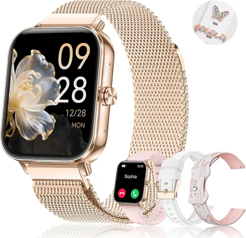 Miniatura 9 de Iaret Reloj inteligente para mujer, 4 bandas de 1.85 pulgadas, reloj inteligente con llamada Bluetooth, rastreador de actividad física con 100 modos