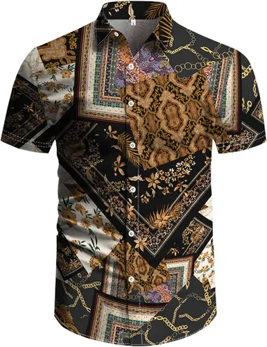Miniatura 3 de RPOVIG Conjunto de 2 piezas con sombrero de pescador para hombre, camisa a juego, pantalones cortos hawaianos para festivales florales