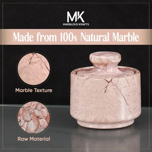 Miniatura 5 de MARBLOUS KRAFTS Bodega de sal de mármol con tapa, soporte de sal marinara de 3 pulgadas para mostrador, caja de sal y recipiente de sal de piedra