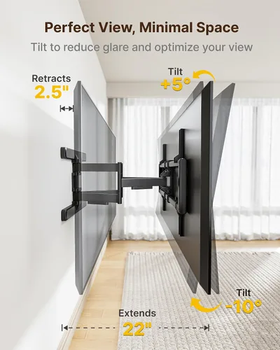 Miniatura 4 de monTEK Soporte de pared para TV de movimiento completo para televisores de 43 a 95 pulgadas, premontado y hasta 150 libras, soporte de montaje de TV