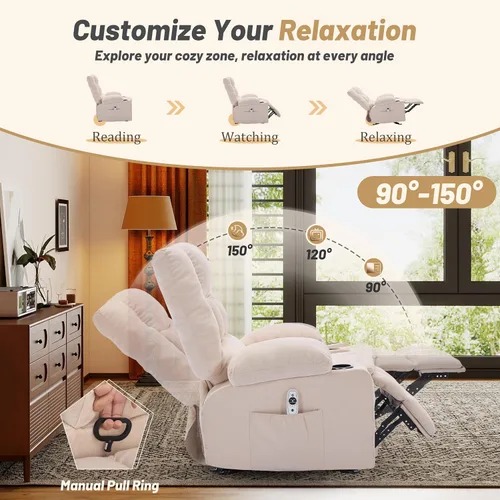 Miniatura 4 de Rocker Recliner Chair with Massage and Heat, Nursery Rocking Chairs for Living Room, Ergonomic Comfy Relining Chair with Cup Holders, USB Charge