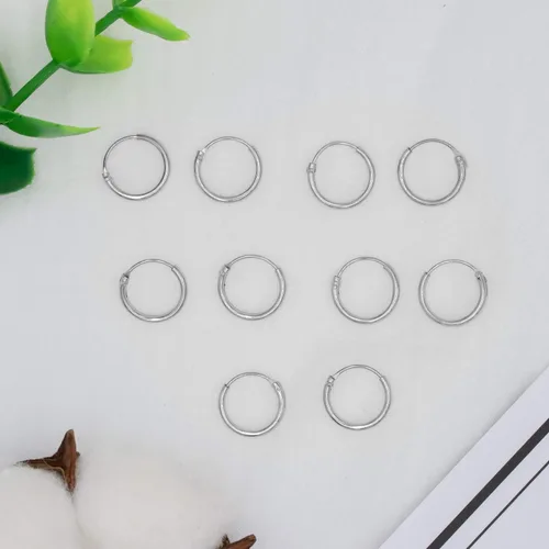 Miniatura 6 de Pendientes de aro redondos de plata de ley 925 de 0.394in para mujer, juego de 5 pares