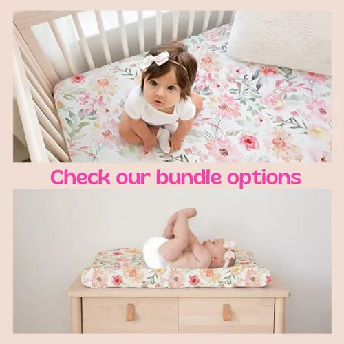 Miniatura 5 de Sábanas para cuna para bebé niña Ropa de cama floral ultrasuave para colchón de cuna y camas de niños pequeños – Sábana bajera ultra suave