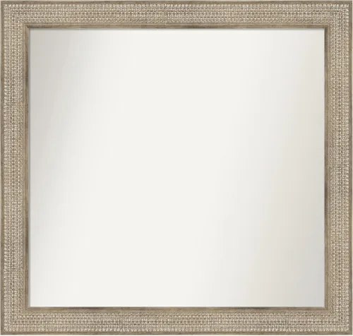Miniatura 25 de Amanti Art Espejo de baño plateado para sobre fregadero, 26 x 26 pulgadas, espejo cuadrado de níquel pulido, marco de madera tradicional mediano, se