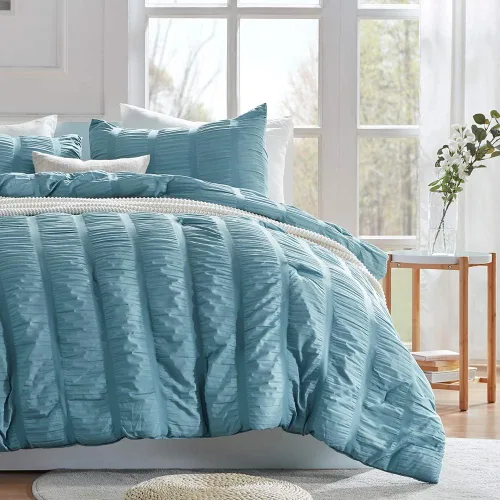 SLEEP ZONE - Juego de edredón tamaño Queen de 3 piezas con funda de cojín, diseño de mil rayas con relleno alternativo suave y ligero, refrescante