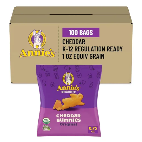 Annie's Bocadillo orgánico Bunny Grahams, Cheddar, 0.75 onzas, 100 unidades