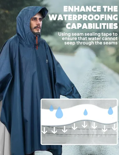 Miniatura 124 de ANYOO Poncho de lluvia con capucha para adultos, impermeable, ligero, para hombres y mujeres, chaqueta de lluvia reutilizable para emergencias al