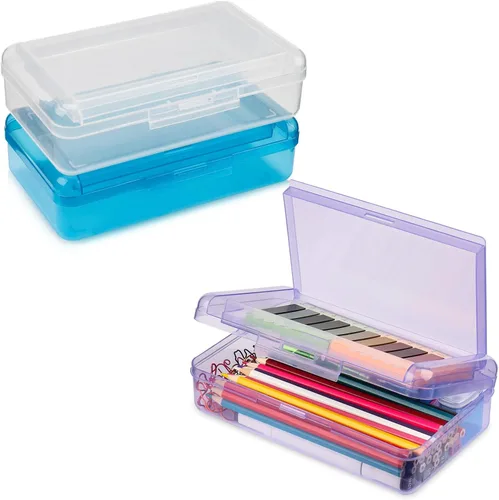 Miniatura 11 de Meiikun Caja de Lápices, Cajas de Lápices de Gran Capacidad 2 Compartimentos, Estuche Rígido de Lápices con Tapa Hermética, Caja Organizadora de 1