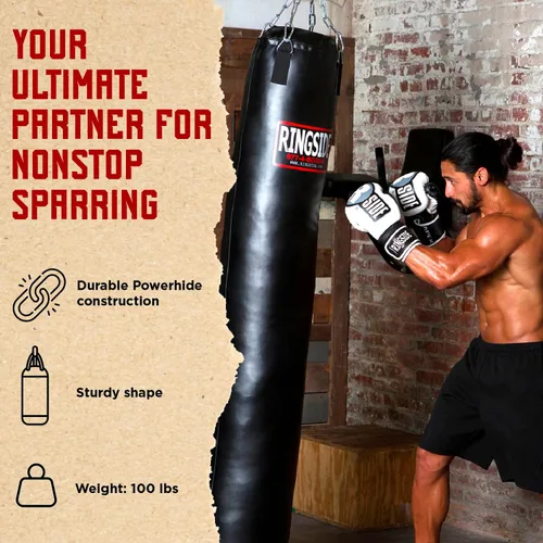 Miniatura 3 de Ringside Saco pesado de 100 libras para Muay Thai, bolsa de boxeo robusta Powerhide para entrenamiento y ejercicio de boxeo, MMA, Muay Thai