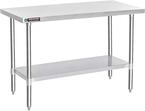Miniatura 27 de DuraSteel Carrito de acero inoxidable NSF de 30 x 72 pulgadas, mesa de preparación de alimentos resistente con estante inferior, isla de cocina