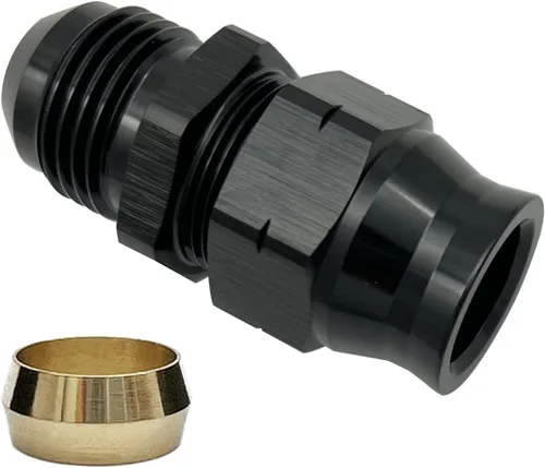 Adaptador de tubo de combustible de línea dura de 10AN macho a 5/8 "(15.9 mm) de diámetro exterior de aluminio negro