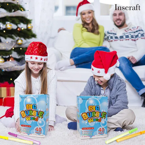 Miniatura 7 de Inscraft Paquete de 40 varitas de burbujas grandes de 14 pulgadas, 8 burbujas de colores a granel para juguete de verano, uso de actividades al aire