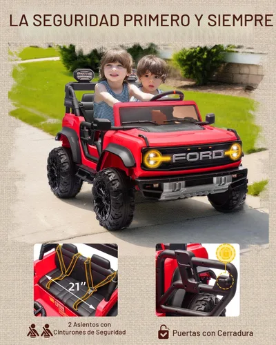 Miniatura 7 de First Ride On Ford Bronco - Juguetes de paseo de 24 V para niños y niñas, automóvil eléctrico de 2 plazas con control remoto, camión con suspensión