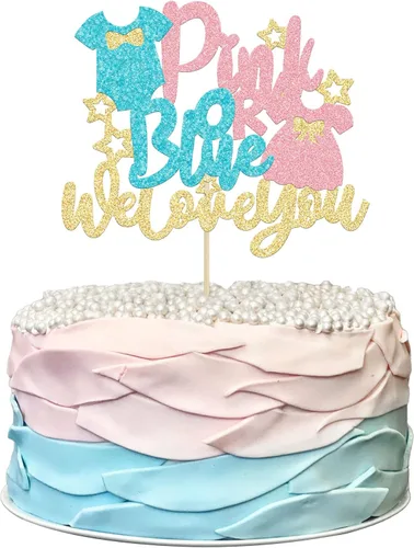 Miniatura 11 de 24 piezas de decoración para cupcakes para niños o niñas, pies con purpurina, vestido de revelación de género, selecciones de cupcakes, decoraciones