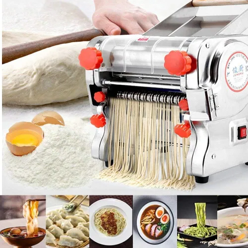 Miniatura 2 de Hengwei 750 W 110 V acero inoxidable comercial eléctrico para hacer pasta, máquina de corte de fideos con rodillo de masa