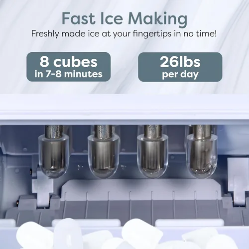 Miniatura 3 de Igloo Máquina de hielo de encimera autolimpiante, compacta y portátil, crea 26 libras por día, 8 piezas listas cada 7-8 minutos, incluye pala