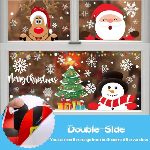 Miniatura 3 de Funnlot Calcomanías navideñas para ventana, 262 piezas: multicolor, modernas, contemporáneas calcomanías de vinilo para ventanas, vidrio