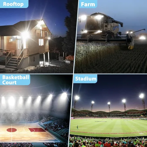 Miniatura 6 de ISKYDRAW Luces de estadio de 400 W, 1 paquete de 85-265 V 40000 lm, luces LED superbrillantes, 7000 K, luz diurna, IP67, luces de seguridad
