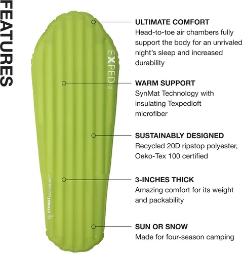 Miniatura 3 de Exped Ultra - Ultraligero Inflable Mochilero Colchoneta de Dormir, Estera de Aire Ligero para Acampar y Sender