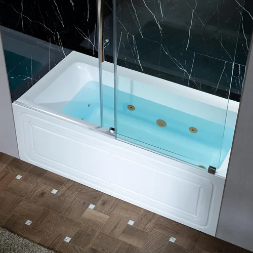 Miniatura 24 de WOODBRIDGE Bañera de hidromasaje rectangular de acrílico empotrada de 60" x 32" con jets calefactados en blanco con drenaje izquierdo, acabado negro