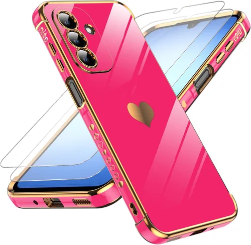 Miniatura 14 de LeYi for Moto G 5G 2025 Case: with Tempered Glass Screen Protector [2 Pcs]+ Full Camera Lens Protection,Love Heart Plating Cute Luxury Soft TPU