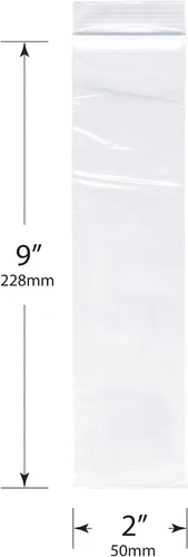 Miniatura 2 de Plymor 2 "x 9" (caja de 1,000), bolsas de plástico con cierre de cremallera de 2 mil
