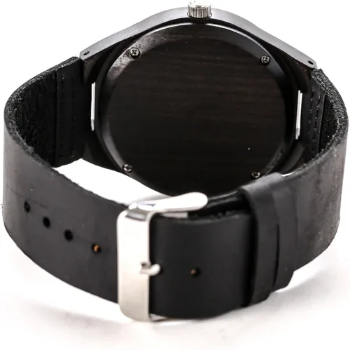 Miniatura 8 de Famgem - Reloj de pulsera para hombre con grabado de madera, correa de cuero personalizada, correa de cuero