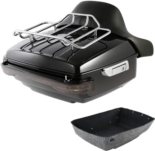 Miniatura 21 de TCMT Caja de maletero para motocicleta King con respaldo envolvente y portaequipajes con altavoces, para 2 personas, compatible con Harley 2014-2025
