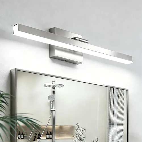 Miniatura 19 de IZORRO Moderna lámpara de tocador de baño de 16 pulgadas, giratoria, 12 W, regulable, lámpara LED sobre el espejo, barra de luz negra para tocador