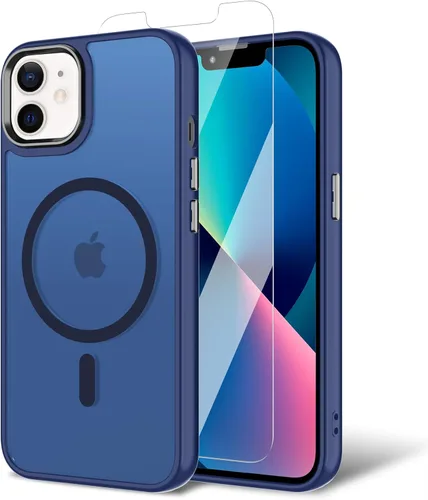 Miniatura 80 de Funda para iPhone 11 con protector de pantalla, compatible con MagSafe, ultra delgada, translúcida, mate, a prueba de golpes, color negro