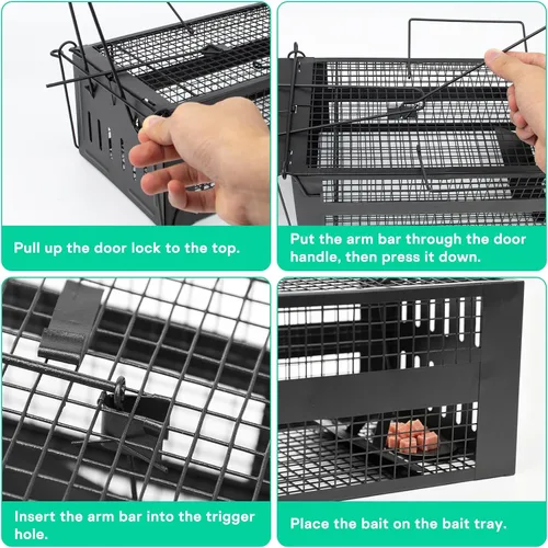 Miniatura 4 de SZHLUX Paquete de 2 trampas para ratas, trampas para ratones para interiores y exteriores, pequeños roedores, ratones, ratones, ratones, hámsters