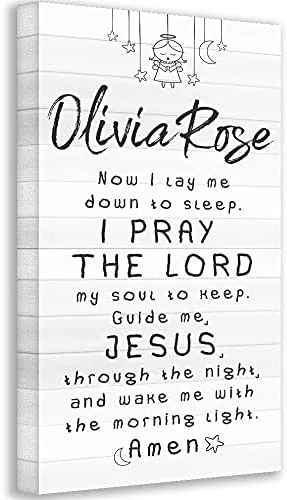 I Pray The Lord Jesus Personalized Print - Custom Name Sign for Baby Shower and Nursery Room Print, Boho Themed Baby Room Sleep Display Gift, Wood