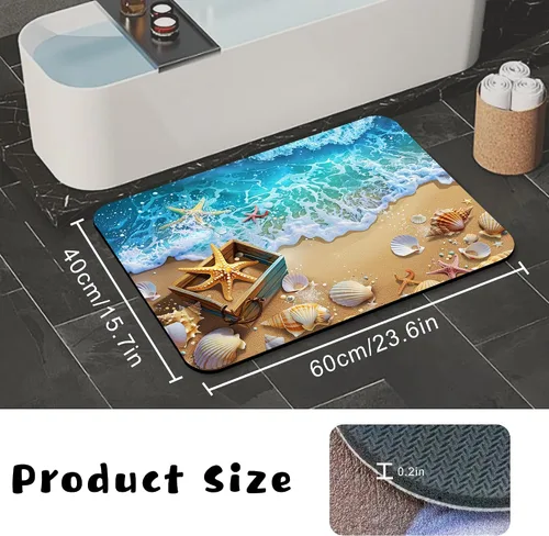 Miniatura 2 de Tapetes de baño antideslizantes de secado rápido, tapete de baño de goma, súper absorbente, tapete de baño lavable, tapete de baño para suelo