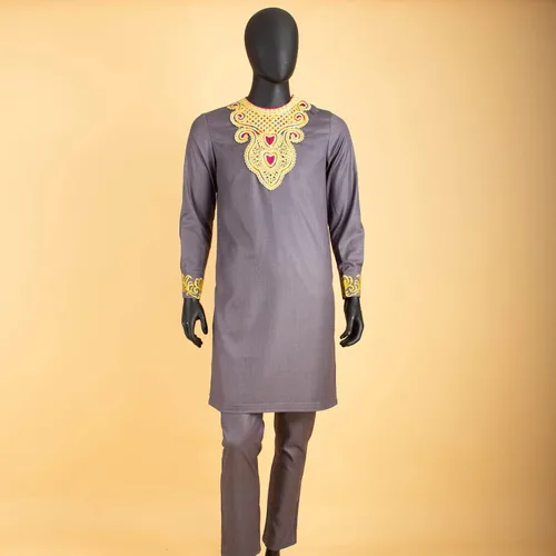 Miniatura 3 de Conjunto de 2 piezas de ropa africana para hombre, camisas bordadas y pantalones Ankara para bodas y noches