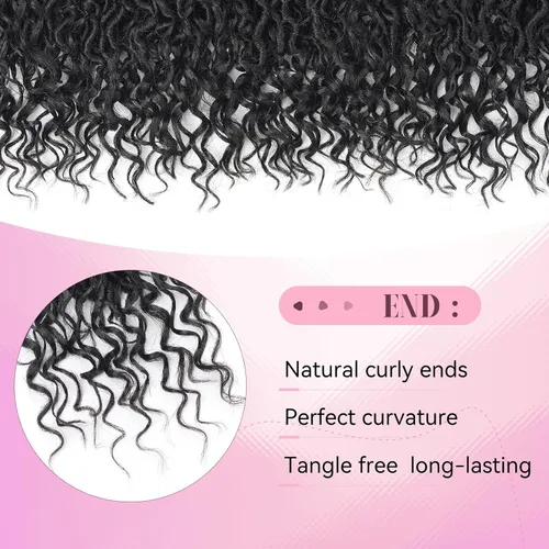 Miniatura 5 de Goddess Locs Extensiones de Cabello de Ganchillo de 14 Pulgadas Boho River Locs Hippie Ondulado de Ganchillo Con Cabello Rizado en el Medio y 1b