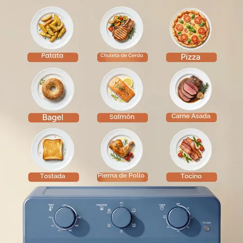 Miniatura 5 de SMIRLY Combo de horno tostador 6 en 1, encimera de horno de convección de 27 cuartos de galón, horno de 1800 W para tostar, asar, hornear, Azul