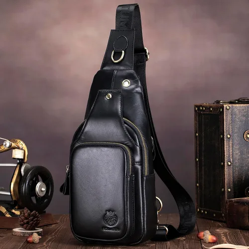 Miniatura 151 de LUKZIJAES Bolso bandolera de cuero genuino para hombre