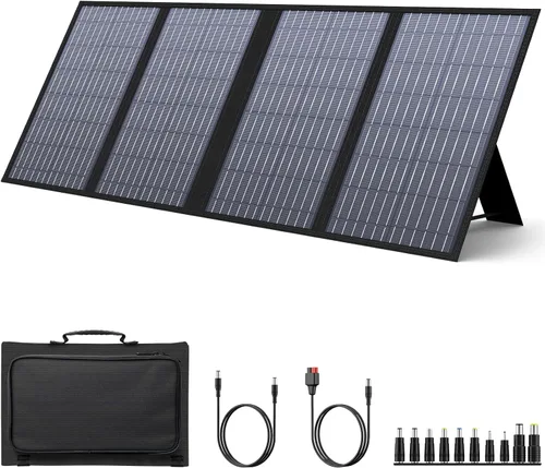 Cargador de panel solar plegable de 60 W con salida de 18 V CC (11 conectores) para estaciones de energía portátiles de 100 W ~ 350 W Negro /Gris