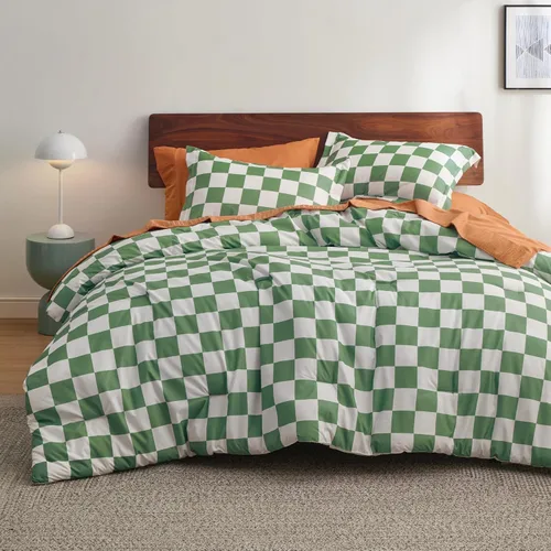 Miniatura 15 de Bedsure - Juego de edredón tamaño King, juego de ropa de cama floral lindo, 3 piezas, 1 edredón reversible suave verde salvia con flores botánicas