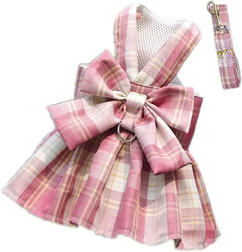Miniatura 16 de Ropa para Mascotas Linda Collarín con Moño Vestido de Tutu para Perros Hembra Ropa para Perras Yorkie Arnés Rosa