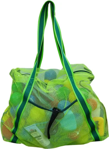 Leberna Bolsa de playa grande con cremallera Bolsa de juguete de playa ligera Bolsa de malla para piscina Juguetes de arena Verde