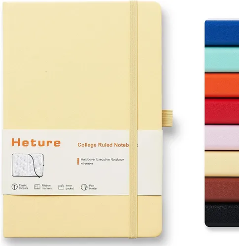 Miniatura 8 de Heture Cuadernos de tapa dura, cuadernos rayados A5 para escribir 160 páginas, 8.2 x 5.5 pulgadas, cuadernos clásicos a rayas para universidad, Negro