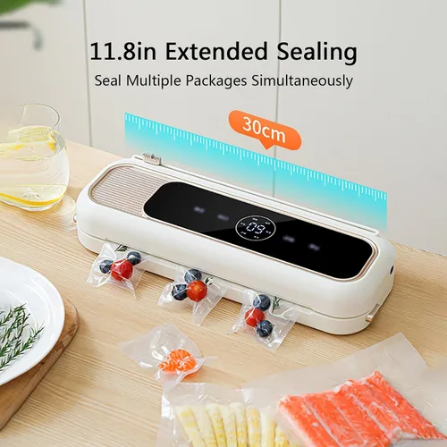 Miniatura 4 de Sellador automático al vacío con cortador integrado, potente succión para conservación de alimentos, sella alimentos secos y húmedos, carne y más