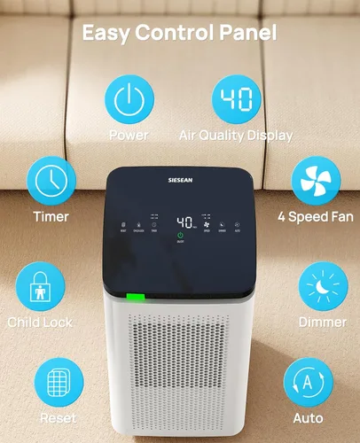 Miniatura 6 de Purificadores de aire para habitaciones grandes del hogar de hasta 3500 pies cuadrados, H13 True HEPA 0.1 micrones 99.97% filtración con filtro