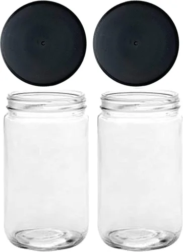 Miniatura 12 de JARMING COLLECTIONS Tarro de almacenamiento de vidrio de boca extra ancha de 32 onzas con tapa de plástico sin BPA – Tarro Mason hermético