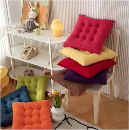 Miniatura 6 de Cojines cuadrados antideslizantes de felpa gruesa para asiento de silla de oficina, cojín de asiento de silla de oficina, suave tatami reversible