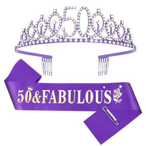 Miniatura 14 de Casoty Juego de diadema y tiara de 40 y fabuloso, oro rosa, para decoraciones de cumpleaños de 40 años, regalos para mujeres, decoraciones de fiesta