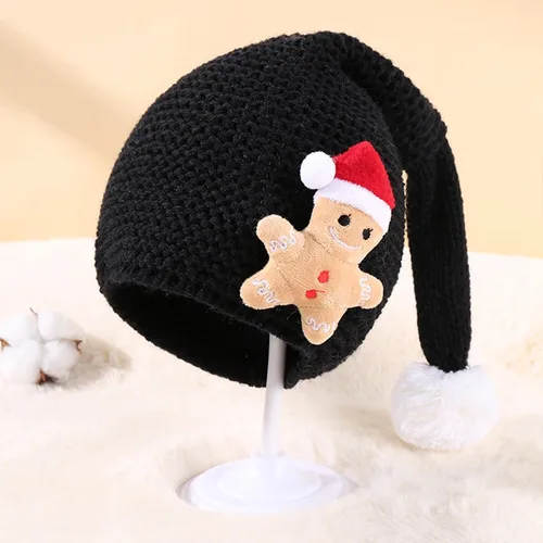 Miniatura 3 de Kayotuas Gorro de punto de Navidad para niños, bebé, pan de jengibre, lindo pompón, sombreros de dibujos animados, suministros de fiesta de Navidad